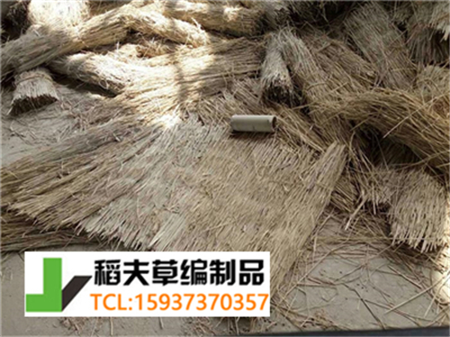 實(shí)拍農(nóng)民稻田收割后稻草的利用，編織成草簾子發(fā)往全國(guó)各地